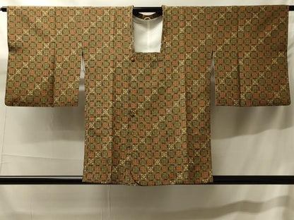 平和屋着物＃道行コート　幾何学文様　正絹　逸品　CABH7112in