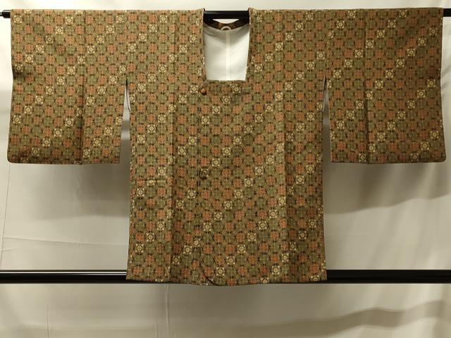 平和屋着物＃道行コート　幾何学文様　正絹　逸品　CABH7112in