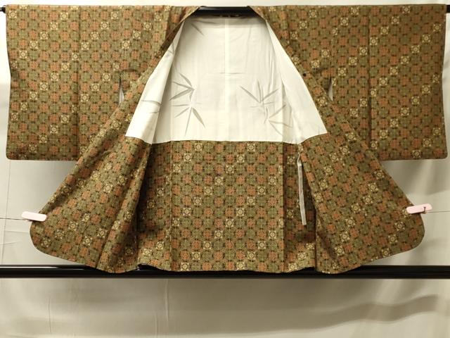 平和屋着物＃道行コート　幾何学文様　正絹　逸品　CABH7112in