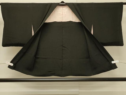平和屋着物＃羽織　寿光織　枝松花文　黒地　金銀糸　正絹　逸品　CABH7122in