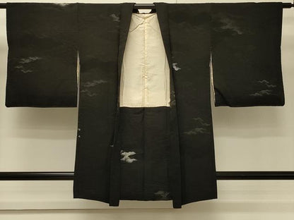 平和屋着物＃羽織　寿光織　霞文　黒地　金銀糸　正絹　逸品　CABH7123in
