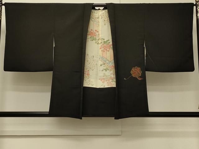平和屋着物＃羽織　寿光織　鏡裏花文　黒地　金銀糸　正絹　逸品　CABH7127in
