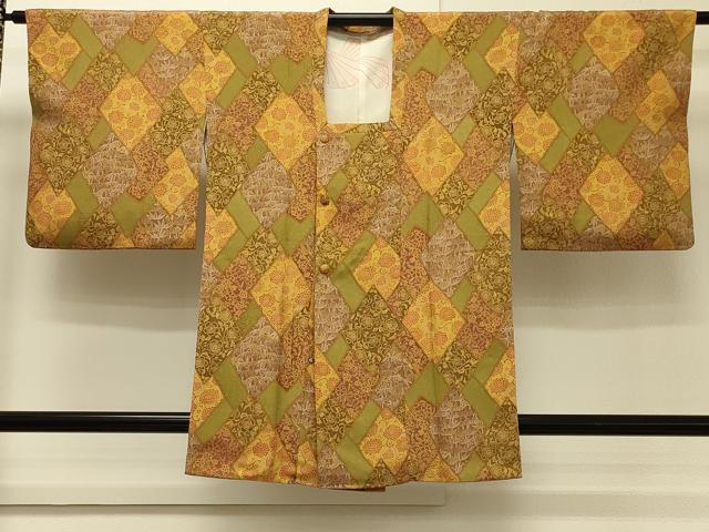 平和屋着物＃道行コート　菱草花文　正絹　逸品　CABH7133in