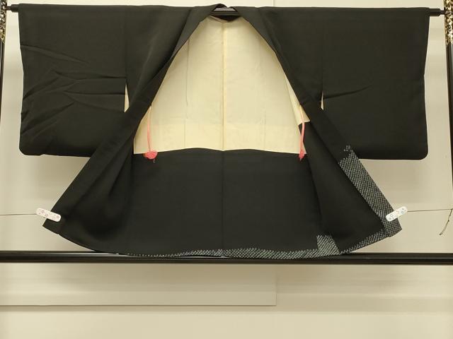 平和屋着物＃羽織　刺繍　霞枝花文　黒地　正絹　逸品　CABH7135in