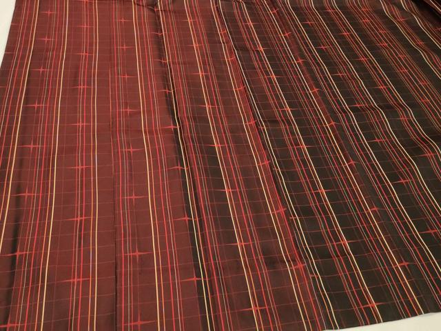 平和屋着物＃道行コート　雨コート　単衣　格子　ロング丈　正絹　逸品　CABH7137in