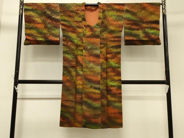 平和屋着物∞道行コート　輪奈ビロード　霞文　暈し染め　ロング丈　正絹　逸品　CABH7141in