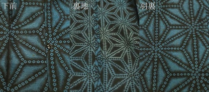 平和屋着物∞道行コート　お召地　単衣　麻の葉文様　ロング丈　正絹　逸品　CABH7145in