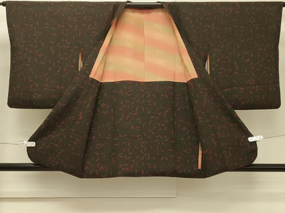 平和屋着物∞道行コート　枝葉文　正絹　逸品　CABH7146in