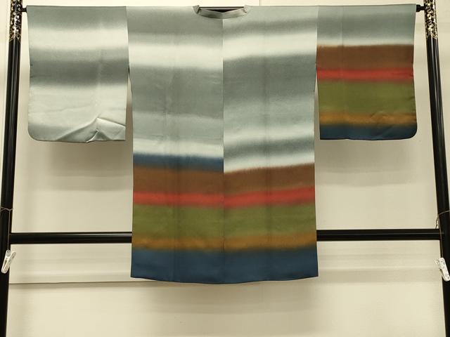 平和屋着物＃道行コート　横段文　暈し染め　正絹　逸品　CABH7149in