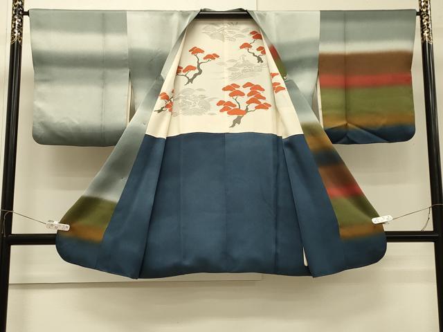 平和屋着物＃道行コート　横段文　暈し染め　正絹　逸品　CABH7149in