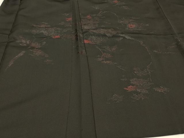 平和屋着物＃羽織　枝葉文　黒地　正絹　逸品　CABH7152in