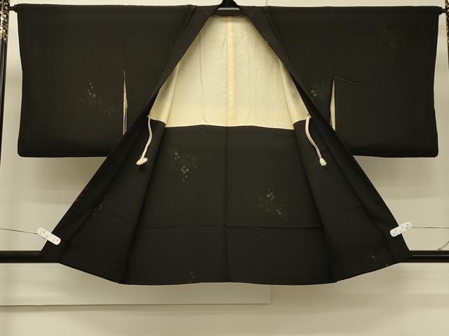 平和屋着物＃羽織　寿光織　南天文　黒地　銀糸　正絹　逸品　CABH7153in