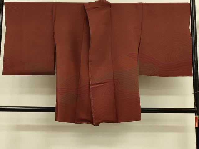 平和屋着物＃道中着　仮絵羽　立波文　鬼しぼ縮緬　正絹　逸品　未使用　CABH7162in