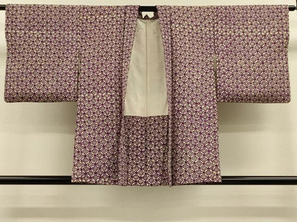 平和屋着物＃羽織　型染め　幾何学文様　正絹　逸品　CABH7165in
