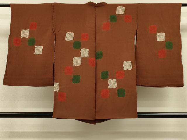 平和屋着物＃道行コート　仮絵羽　絞り　幾何学文様　正絹　逸品　未使用　CABH7168in