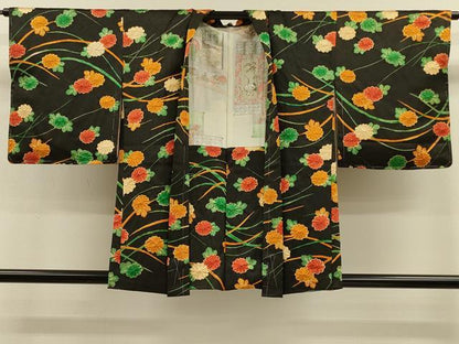 平和屋着物∞羽織　絞り　草花文　黒地　正絹　逸品　未使用　CABH7171in