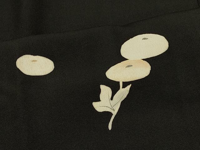 平和屋着物∞道行コート　草花文　暈し染め　黒地　正絹　逸品　CABH7174in
