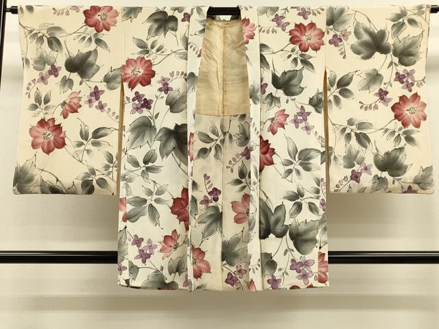 平和屋着物＃羽織　手描き　枝花文　暈し染め　金彩　正絹　逸品　CABH7176in