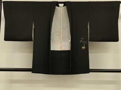 平和屋着物＃羽織　草木文　黒地　金彩　正絹　逸品　CABH7178in