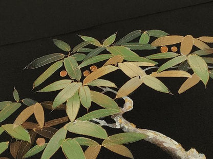平和屋着物＃羽織　草木文　黒地　金彩　正絹　逸品　CABH7178in