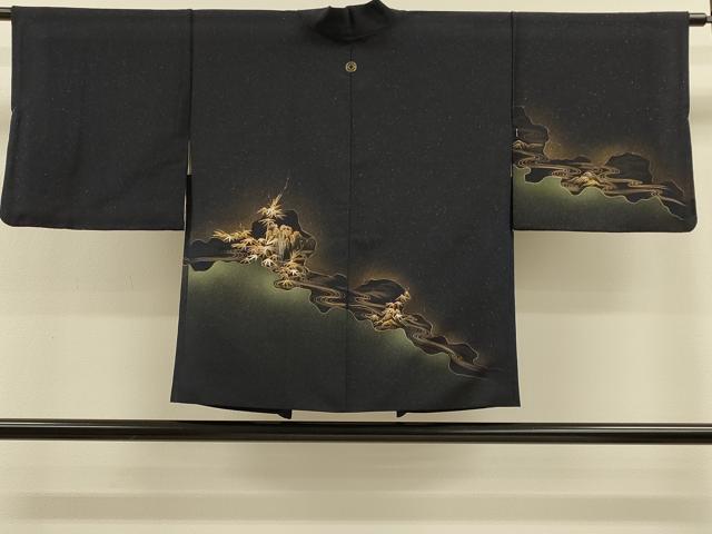 平和屋着物＃羽織　流水笹竹文　暈し染め　金彩　正絹　逸品　CABH7182in
