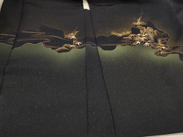 平和屋着物＃羽織　流水笹竹文　暈し染め　金彩　正絹　逸品　CABH7182in
