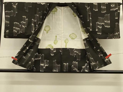 平和屋着物＃羽織　霞文　黒地　正絹　逸品　CABH7183in