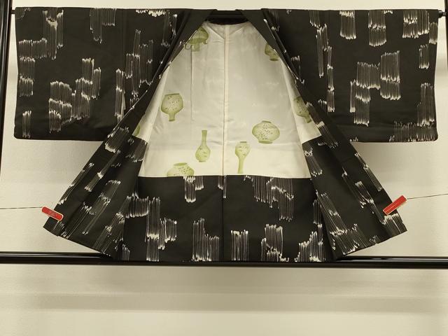 平和屋着物＃羽織　霞文　黒地　正絹　逸品　CABH7183in