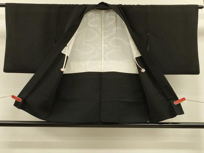 平和屋着物＃羽織　寿光織　枝花文　黒地　金糸　正絹　逸品　CABH7196in