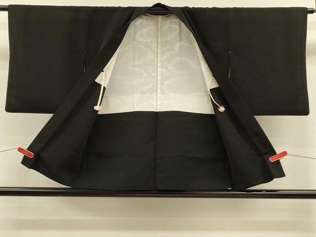 平和屋着物＃羽織　寿光織　枝花文　黒地　金糸　正絹　逸品　CABH7196in