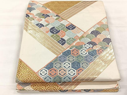 平和屋着物◎六通柄袋帯　唐織　錦繍　吉祥花文　金糸　正絹　逸品　CABH7205yk