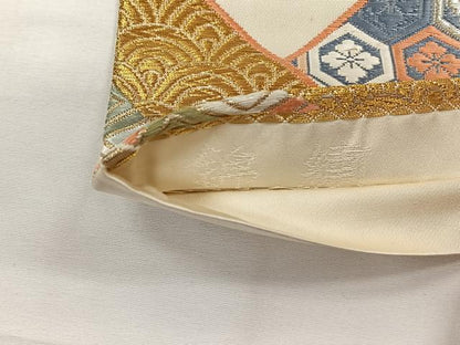 平和屋着物◎六通柄袋帯　唐織　錦繍　吉祥花文　金糸　正絹　逸品　CABH7205yk