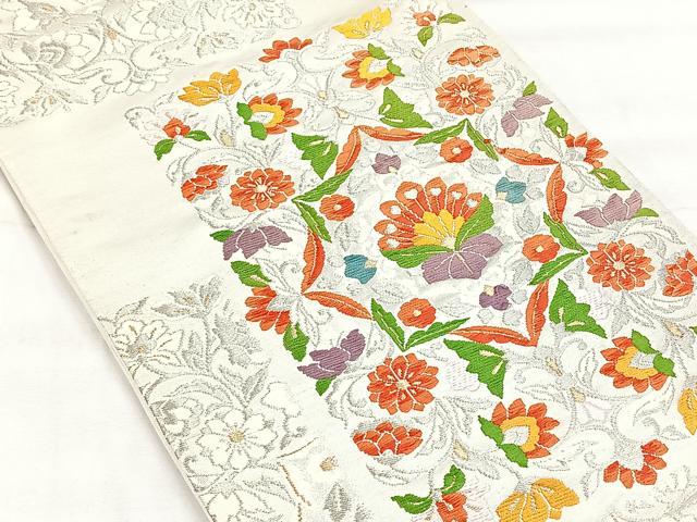 平和屋着物◎六通柄袋帯　花唐草文　金銀糸　正絹　逸品　CABH7206yk