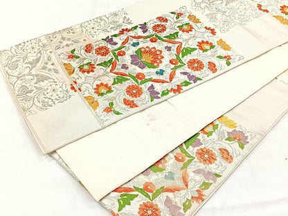 平和屋着物◎六通柄袋帯　花唐草文　金銀糸　正絹　逸品　CABH7206yk