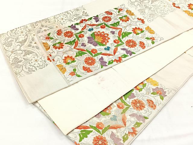 平和屋着物◎六通柄袋帯　花唐草文　金銀糸　正絹　逸品　CABH7206yk