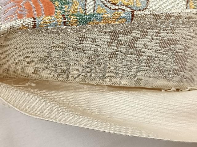 平和屋着物◎六通柄袋帯　唐織　菊扇面図　京扇絵　金銀糸　正絹　逸品　CABH7215yk