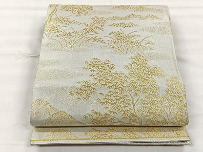 平和屋着物◎佐賀錦　六通柄袋帯　草花文　金銀糸　正絹　逸品　未使用　CABH7223yk