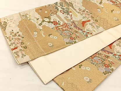 平和屋着物◎六通柄袋帯　唐織　古都祭礼鉾　金糸　正絹　逸品　CABH7225yk