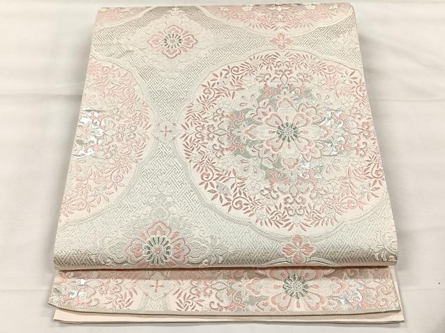 平和屋着物◎六通柄袋帯　唐織　天平八綾文　銀糸　正絹　逸品　CABH7226yk