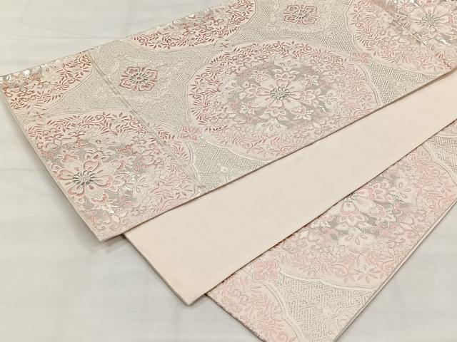 平和屋着物◎六通柄袋帯　唐織　天平八綾文　銀糸　正絹　逸品　CABH7226yk