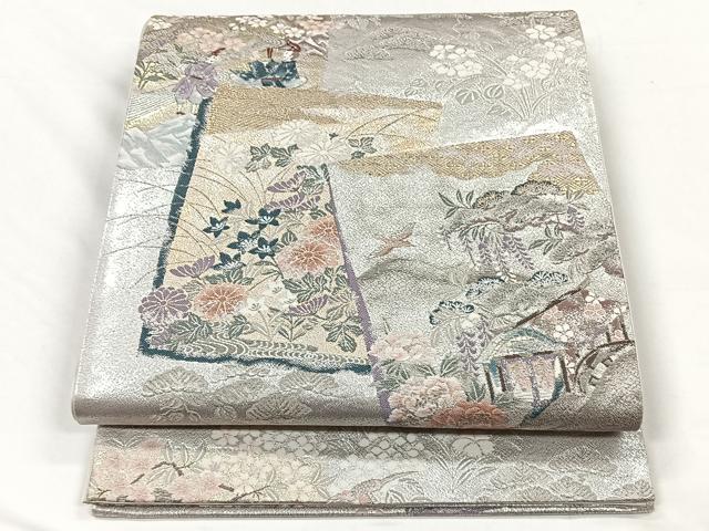 平和屋着物◎六通柄袋帯　九百錦　色紙重ね御所車花文　純金箔　正絹　逸品　CABH7231yk
