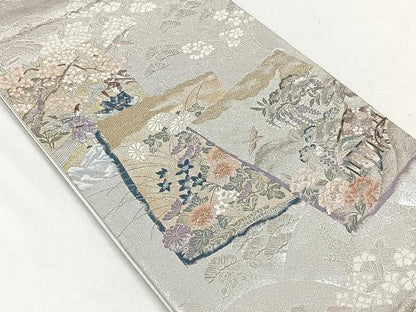 平和屋着物◎六通柄袋帯　九百錦　色紙重ね御所車花文　純金箔　正絹　逸品　CABH7231yk
