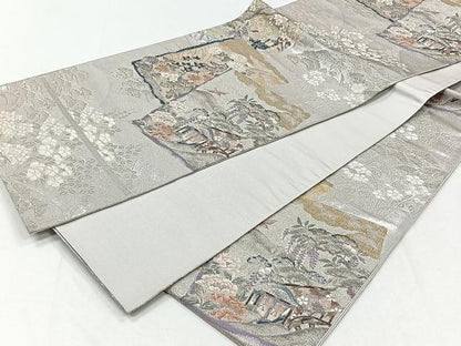平和屋着物◎六通柄袋帯　九百錦　色紙重ね御所車花文　純金箔　正絹　逸品　CABH7231yk
