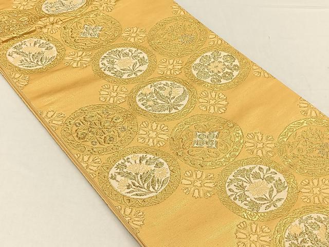 平和屋着物◎六通柄袋帯　草花丸文　金銀糸　正絹　逸品　未使用　CABH7233yk