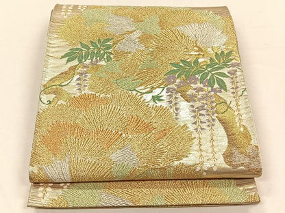 平和屋着物◎六通柄袋帯　唐織　枝葉文　金銀糸　正絹　逸品　CABH7234yk