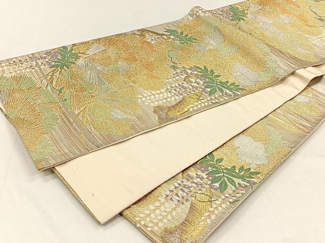平和屋着物◎六通柄袋帯　唐織　枝葉文　金銀糸　正絹　逸品　CABH7234yk