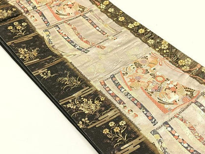 平和屋着物◎六通柄袋帯　唐織　誰ヶ袖好日　金糸　正絹　逸品　CABH7236yk