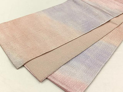 平和屋着物◎全通柄袋帯　絞り　霞文　銀糸　正絹　逸品　CABH7237yk