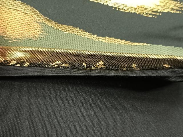 平和屋着物◎六通柄袋帯　霞文　黒地　金糸　引箔　正絹　逸品　CABH7239yk