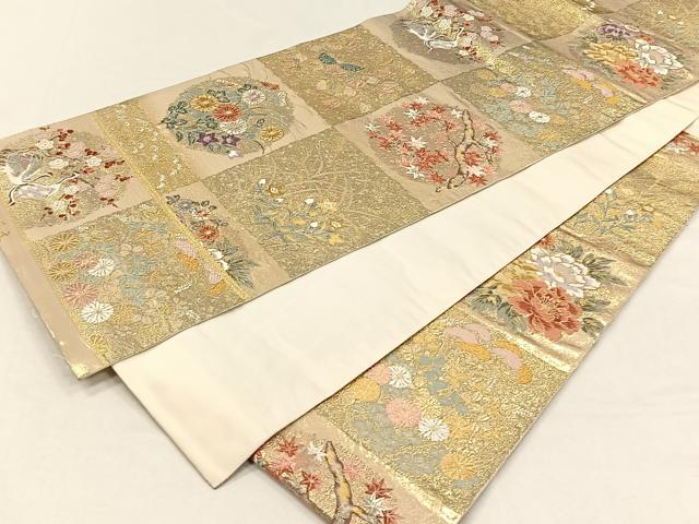 平和屋着物◎六通柄袋帯　唐織　琳派色紙清薫文　金糸　正絹　逸品　CABH7241yk